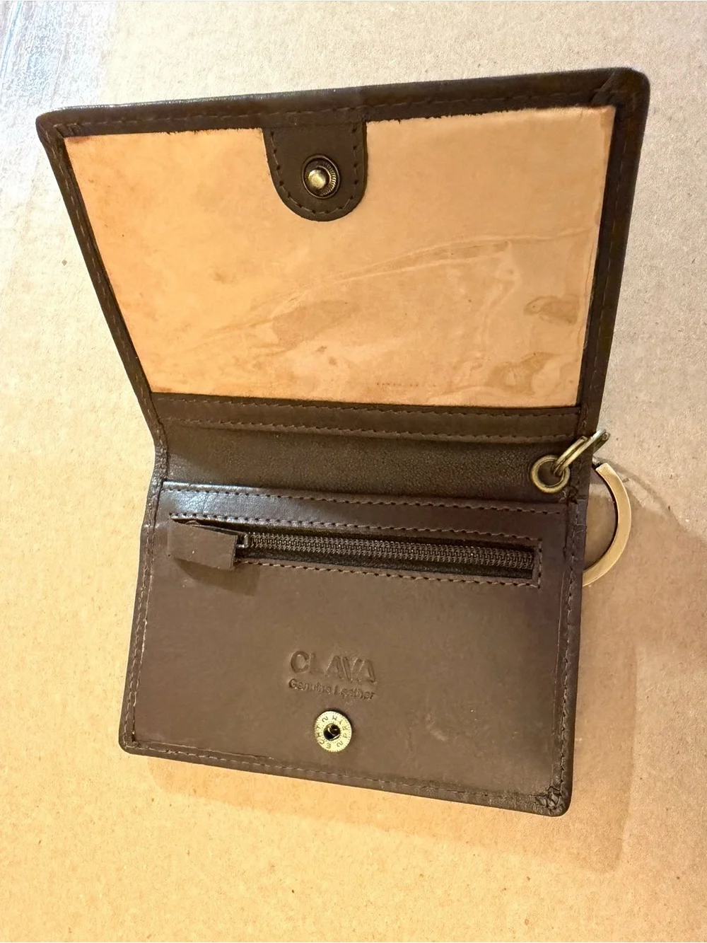 Leather Key Card Wallet - Brown CLAVA